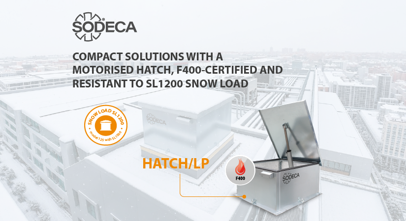 Compact solutions with a motorised hatch, F400-certified and resistant to SL1200 snow load